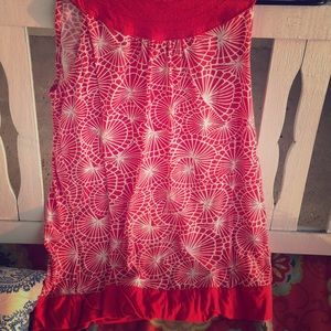 Red floral tank.